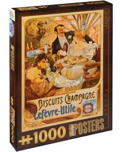 Puzzle D-Toys de 1000 piese - Biscuiti Champagne Lefevre-Utile, Alphonse Mucha