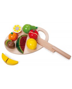 Set de taiat pentru copii Classic World - Fructe, din lemn