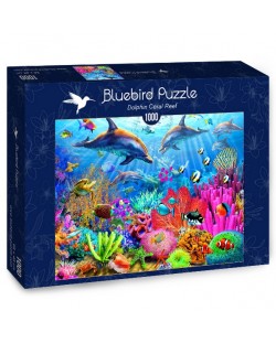 Puzzle Bluebird de 1000 piese - Recif de corali cu delfini