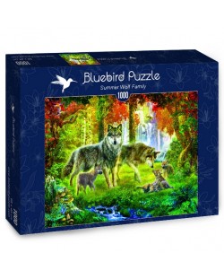Puzzle Bluebird de 1000 piese - Familie de lupi in timpul verii