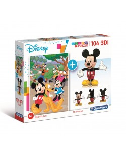 Puzzle Clementoni din 104 piese si model 3D - Mickey Mouse