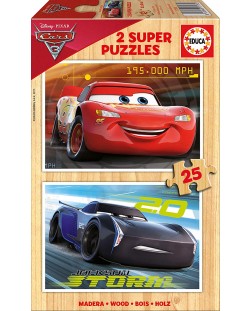 Puzzle Educa din 2 x 25 piese - Cars 3, McQueen si Jackson Storm