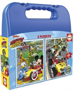 Puzzle in valiza  Educa de 2 x 20 piese - Mickey si prietenii