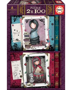 Puzzle Educa Gorjuss de 2 x 100 piese - Little Red Riding Hood, Rapunzel