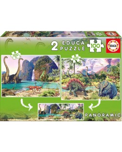 Puzzle Educa din 2 x 100 piese - Dino World