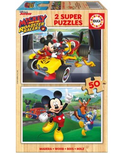 Puzzle Educa din 2 x 50 piese - Mickey and the Roadster Racers