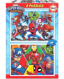 Puzzle Educa din 2 x 20 piese - Super Hero Adventures