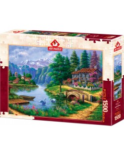 Puzzle  Art Puzzle de 1500 piese - Village By Lake