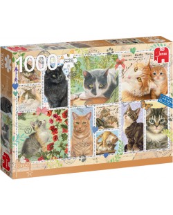 Puzzle Jumbo de 1000 piese - Marci postale cu pisici