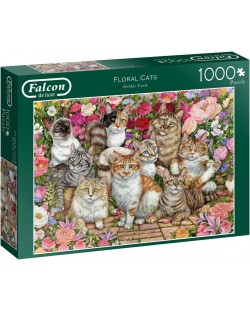 Puzzle Jumbo de 1000 piese - Floral Cats