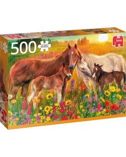 Puzzle umbo de 500 piese -  Horses in the Meadow