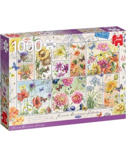 Puzzle Jumbo de 1000 piese - Marci postale cu flori de vara