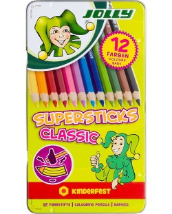 Creioane de culoare JOLLY Kinderfest Classic -12 culori, in cutie metalica