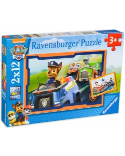 Puzzle Ravensburger 2 de cate 12 piese - Paw Patrol in actiune