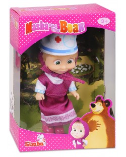 Papusa Simba Toys - Masha cu rochie roz si  boneta de doctor