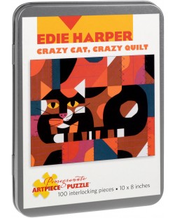 Puzzle Pomegranate de 100 piese - Pisica colorata pe o pilota colorata, Eddie Harper
