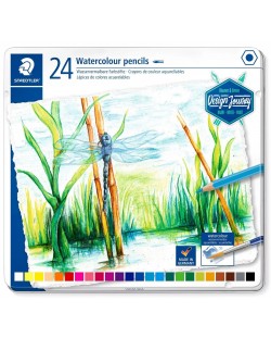 Creioane acuarela Staedtler Design Journey - 24 de culori, in cutie metalica