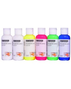 Vopsele acrilice Art Ranger - 6 culori fluorescente, 100 ml