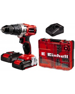 Mașina de găurit cu impact fără fir Einhell - Power X-Change TE-CD 18/2 Li-i, 2x2.0 Ah, cu 64 de piese