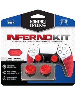 Accesoriu KontrolFreek - Inferno Kit, Performance Grips + Performance Thumbsticks, roșu (PS5)