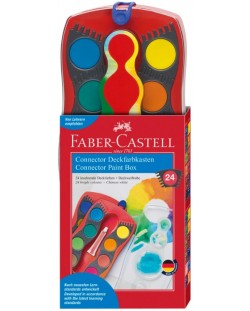 Acuarele Faber-Castell Connector Watercolours - 24 culori, paletă roșie