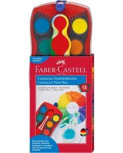 Acuarela Faber-Castell Connector - 12 culori, paleta rosie