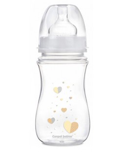 Biberon anticolici cu gat larg Canpol - Newborn Baby, 240 ml, bej