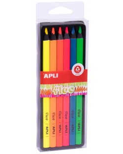 Set creioane colorate Jumbo APLI - 6 culori, neon