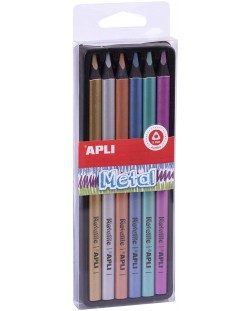 Set de creioane jumbo colorate APLI - 6 culori, metalic