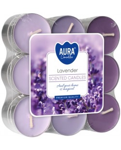 Lumânări parfumate de ceai Bispol Aura - Lavender, 18 bucăți