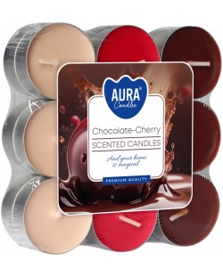 Lumânări parfumate de ceai Bispol Aura - Chocolate-Cherry, 18 bucăți