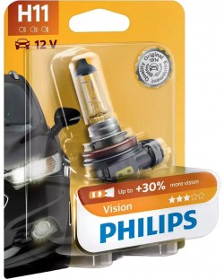 Bec auto  Philips - H11, Vision +30% more light, 12V, 55W, PGJ19-2