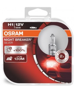 Becuri auto Osram - H1, 64150NBS, Night Breaker Silver