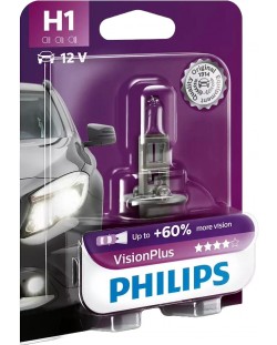 Bec auto Philips - H1, Vision plus +60% more light, 12V, 55W, P14.5s 