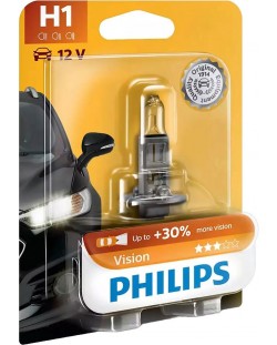 Bec auto  Philips - H1, Vision +30% more light, 12V, 55W, P14.5s