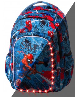 Ghiozdan scolar cu iluminare LED Cool Pack Spark L - Spiderman Denim