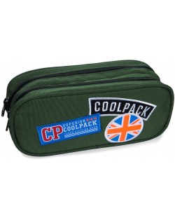 Penar scolar elipsoidal Cool Pack Clever - Badges Green, cu 2 compartimente