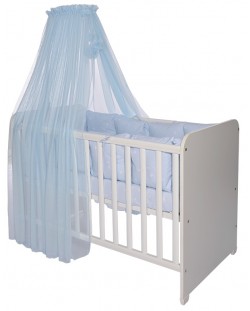 Baldachin pentru pat pentru copii Lorelli - Color Pom Pom, 480 x 160 cm, albastru