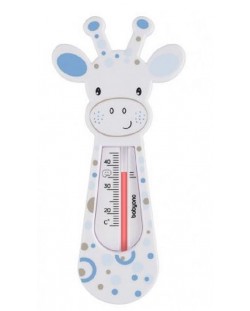 Babyono Termometru pentru baie - Girafă albă și cercuri albastre