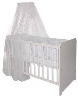 Baldachin pentru pat pentru copii Lorelli - Color Pom Pom, 480 x 160 cm, alb