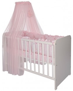 Baldachin pentru pat pentru copii Lorelli - Color Pom Pom, 480 x 160 cm, roz