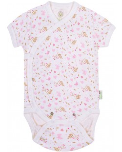 Body pentru bebeluşi Bio Baby - bumbac organic, 68 cm, 4-6 luni, roz-alb