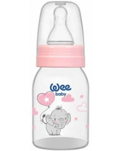 Biberon Wee Baby Classic - 125 ml, roz cu elefant