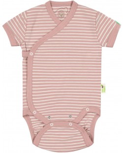 Body bebeluș cu dungi Bio Baby - Bumbac organic, 62 cm, 3-4 luni, roz