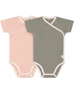 Body pentru copii Lassig - 62-68 cm, 3-6 luni, roz-verde, 2 buc.