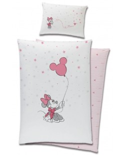 Set 2 piese lenjerie de pat pentru bebeluşi Sonne Home - Minnie Mouse, 100 x 135 cm