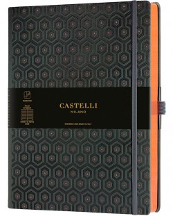 Бележник Castelli Copper & Gold - Honeycomb Copper, 19 x 25 cm, linii