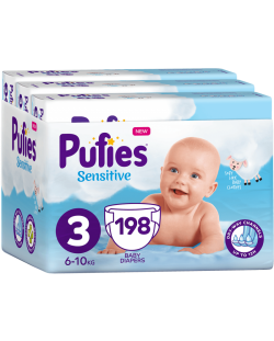 Scutece bebelusi Pufies Sensitive 3, 198 buc.