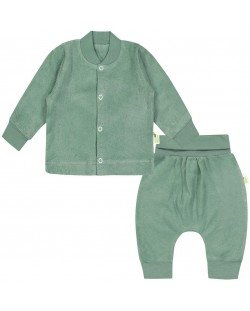 Set de 2 piese pentru copii Bio Baby - 56 cm, 1-2 luni, verde frotte