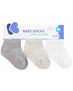 Ciorapi de vara pentru bebelusi KikkaBoo - 2-3 ni, 3 buc, Grey